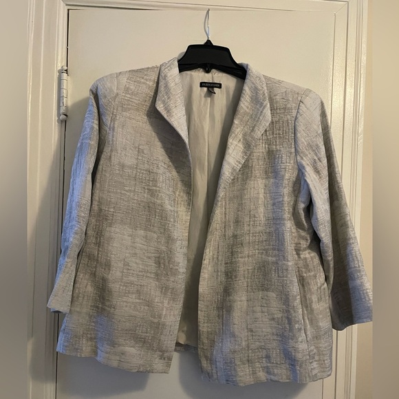 Eileen Fisher Silver Funnel Neck Jacket Blazer Size Medium - Picture 2 of 13